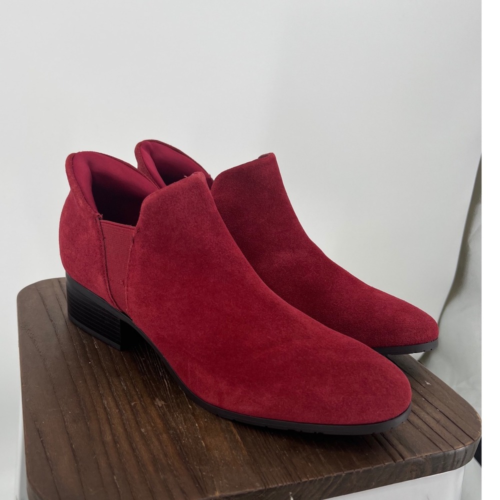 Kenneth Cole Reaction Side Ez-On Red Suede Ankle Boots MHSAPR25 Size 12M NWT